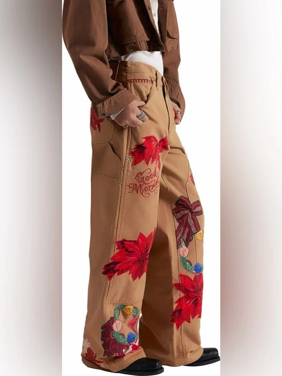 Free People Bright Time Embroidered High Waist Wide Leg Pants - Picture 3 of 4